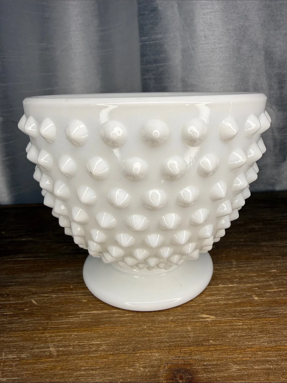 Vtg Hobnail White Milk Glass Footed Bowl Candy Dish